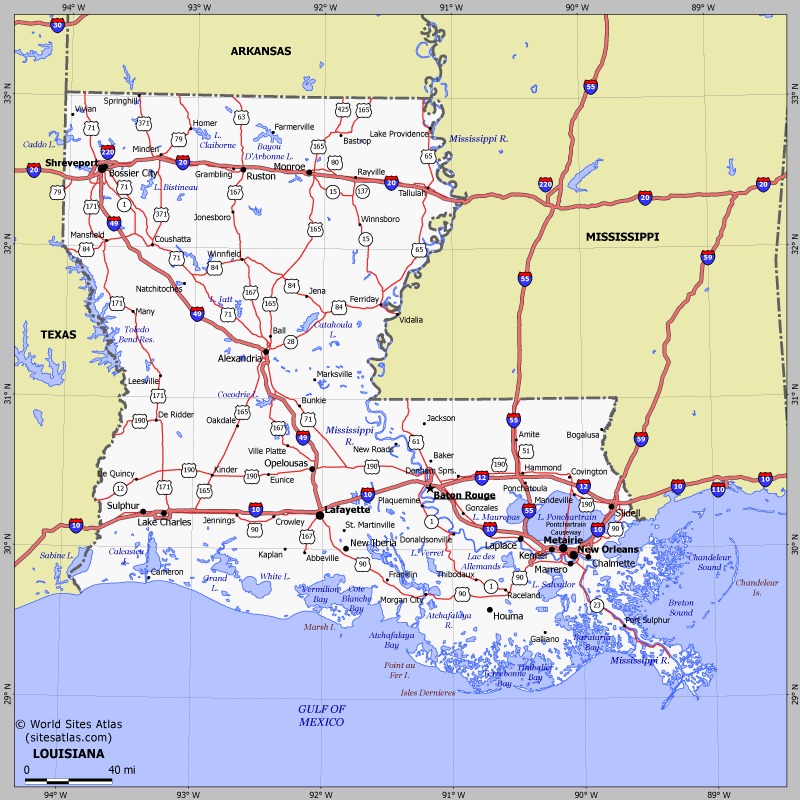 Map of Louisiana state