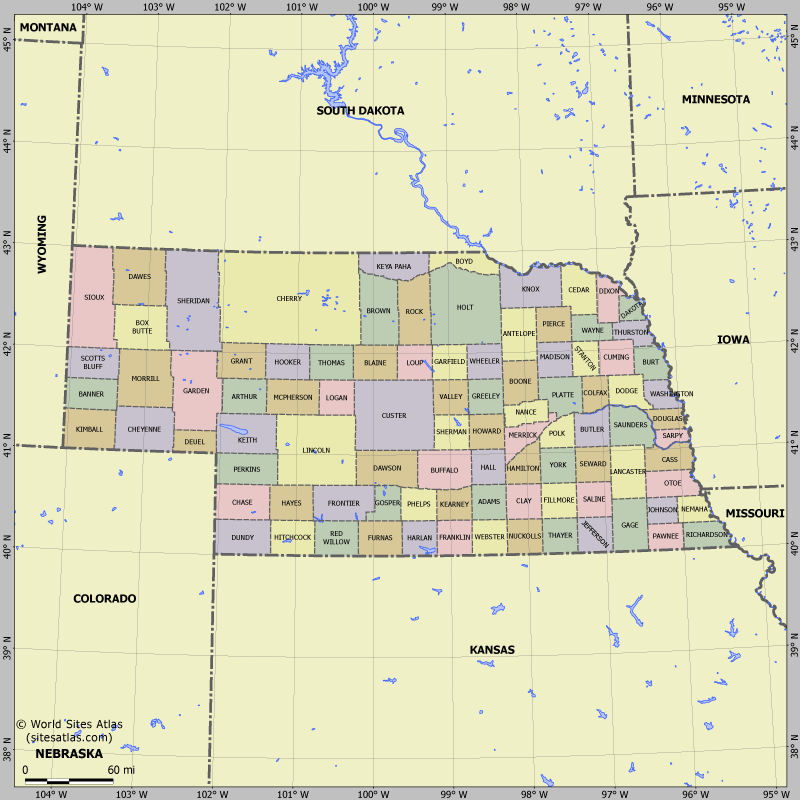 Map of division into districts of Nebraska