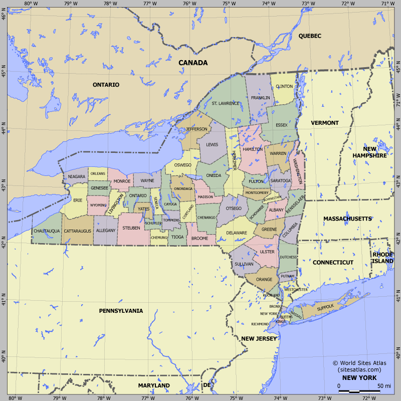 Map of division into districts of New York