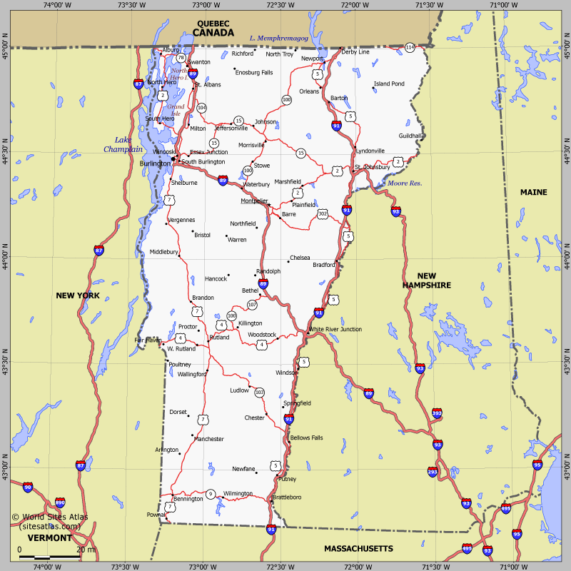 Map of Vermont state