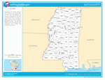 Map of counties of Mississippi