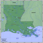 Map of relief of Louisiana