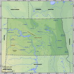 Map of relief of North Dakota