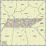 Map of division into districts of Tennessee