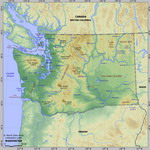 Map of relief of Washington