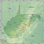 Map of relief of West Virginia