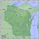 Map of relief of Wisconsin